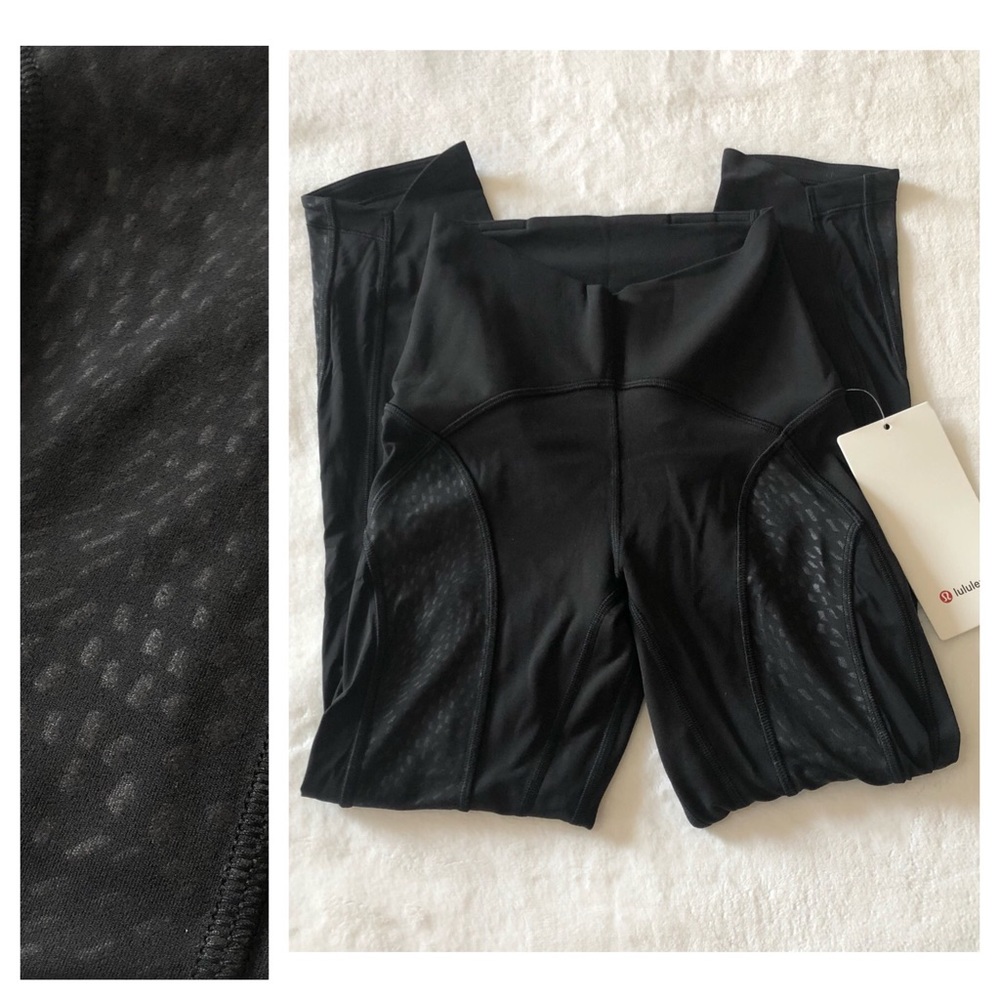 Lululemon Nulu and Mesh Mid-Rise Yoga Crop 23" Black Leggings